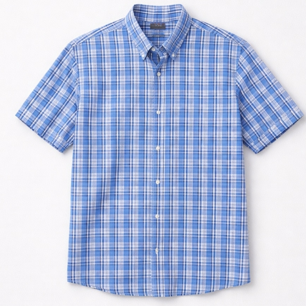 Izod Blue Casual Button Down Shirt Lightweight Short Sleeve Size XXL